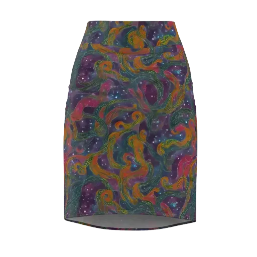 Violet Whirlpool on a Pencil Skirt