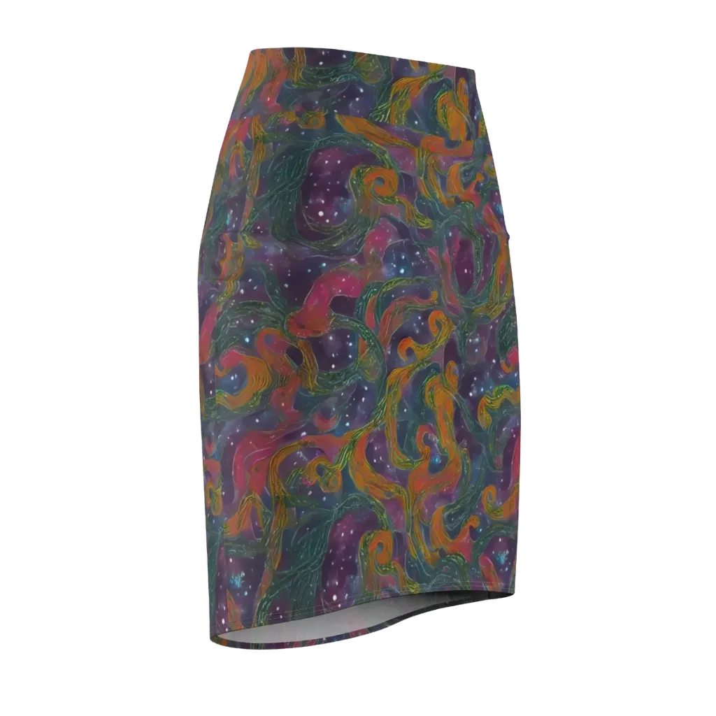 Violet Whirlpool on Pencil Skirt — Front Side