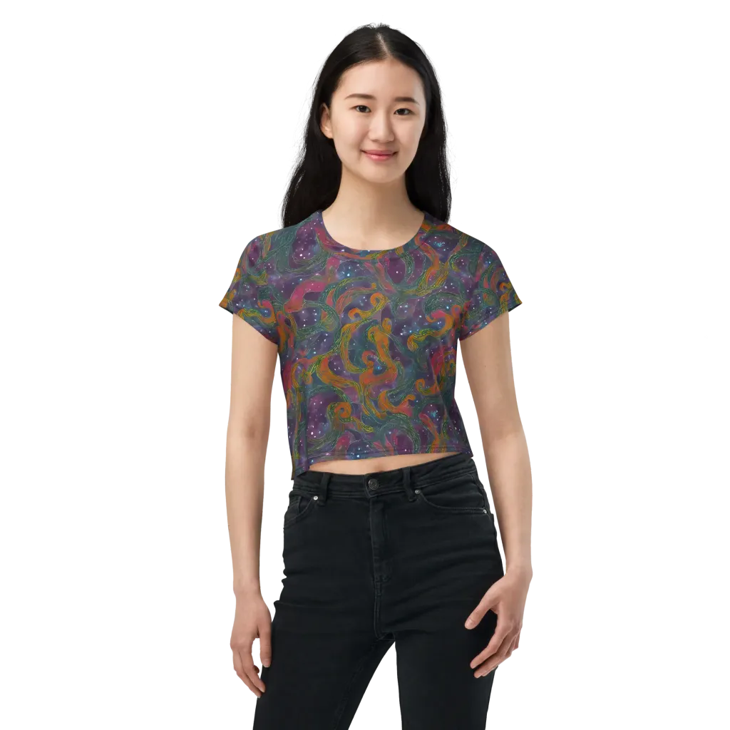 Violet Whirlpool on Crop Tee — Front
