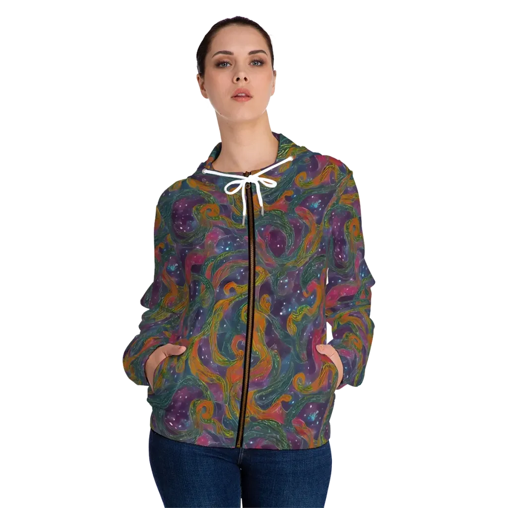 Violet Whirlpool on Women's Full-Zip Hoodie — Front On Person