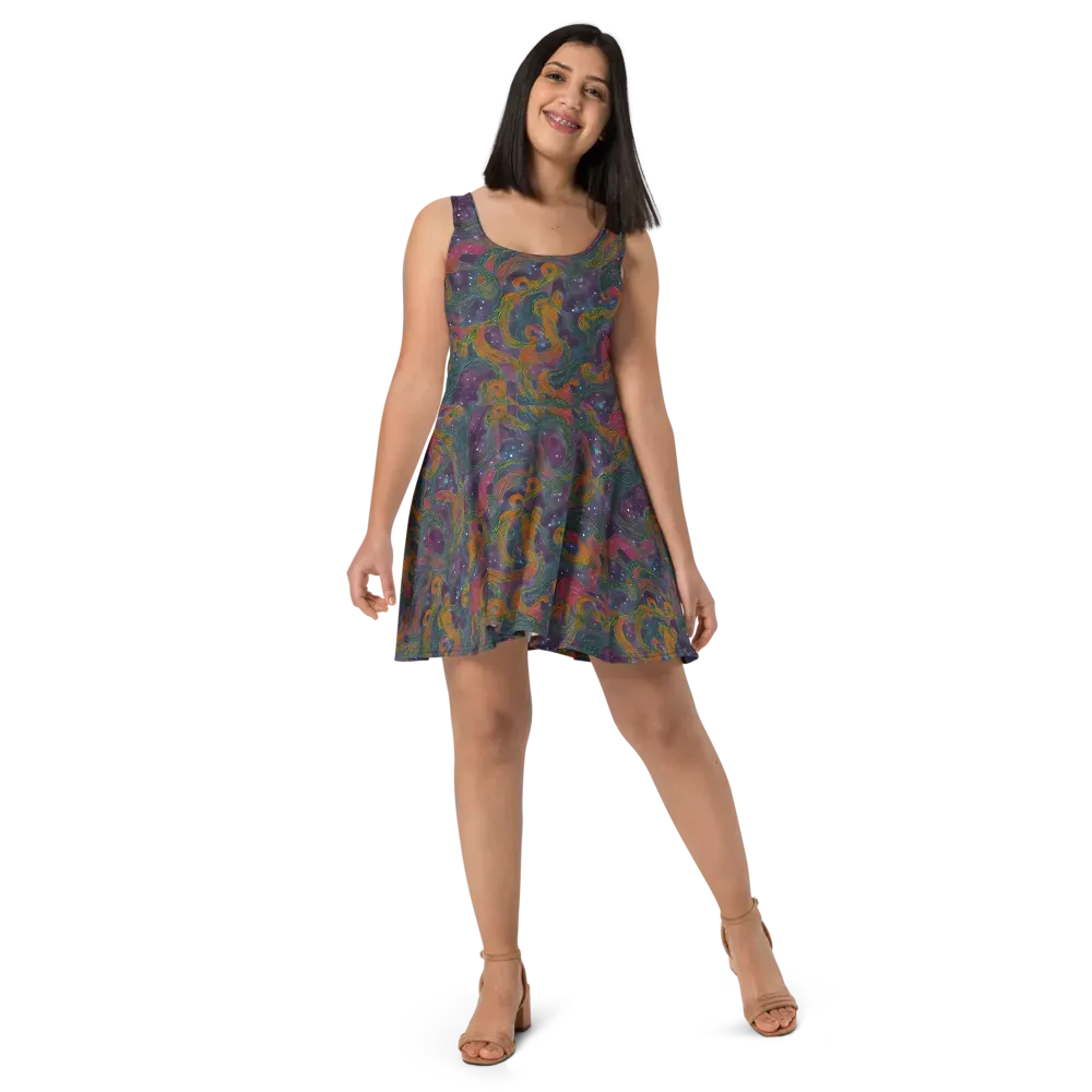 Violet Whirlpool on Skater Dress — Front