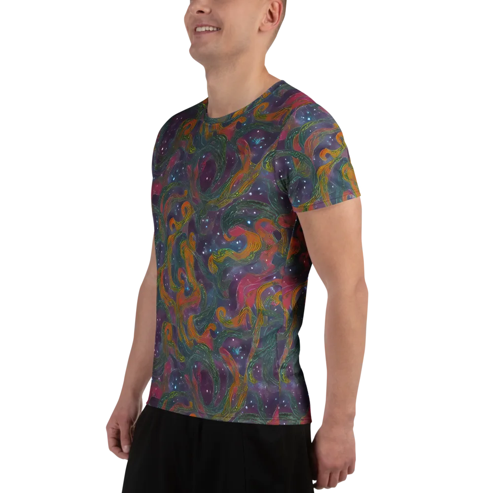 Violet Whirlpool on Men's Athletic T-Shirt — Left