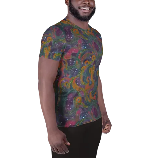 Violet Whirlpool on a Men's Athletic T-Shirt