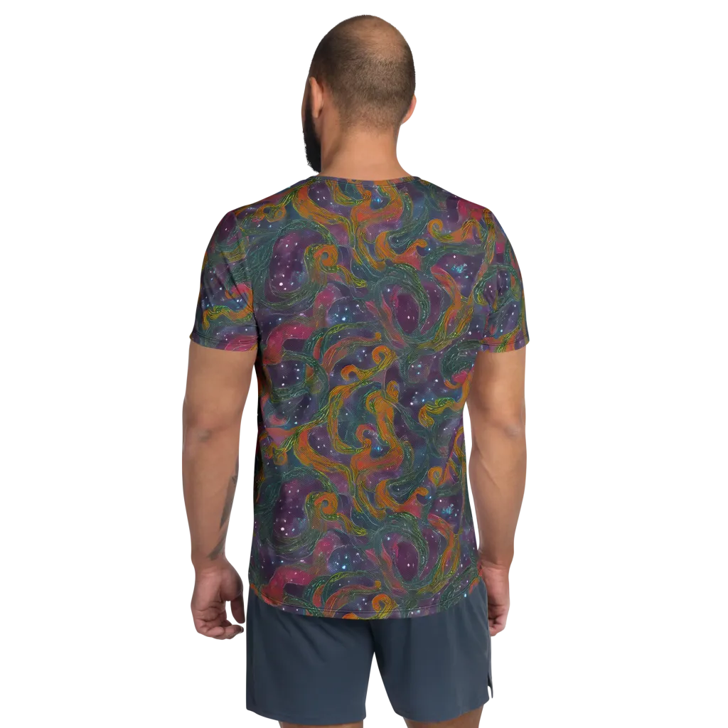Violet Whirlpool on Men's Athletic T-Shirt — Back