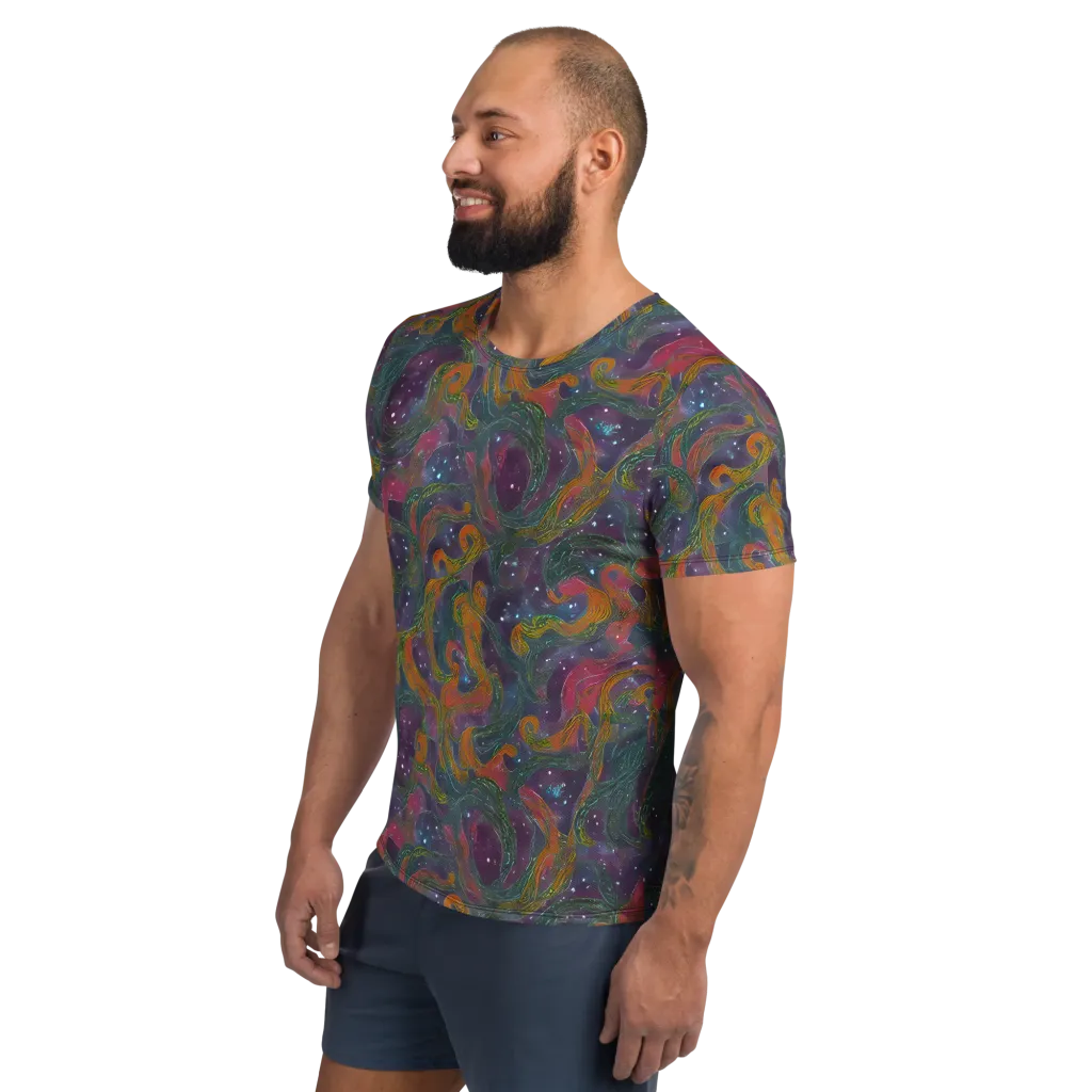 Violet Whirlpool on Men's Athletic T-Shirt — Left