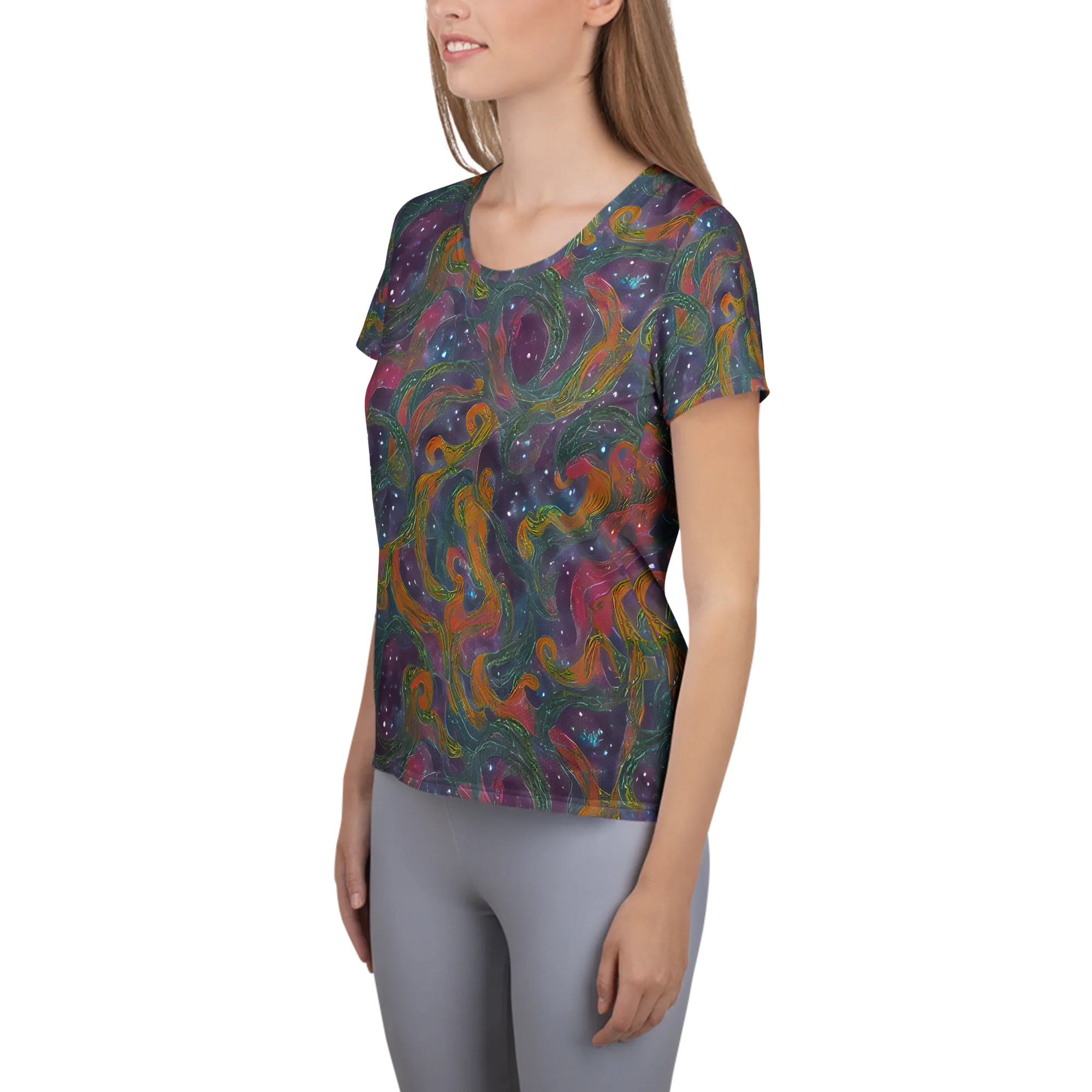 Violet Whirlpool on Women's Athletic T-Shirt — Left