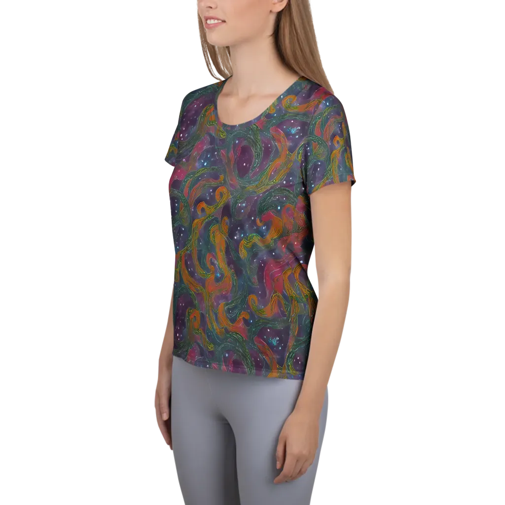Violet Whirlpool on Women's Athletic T-Shirt — Left