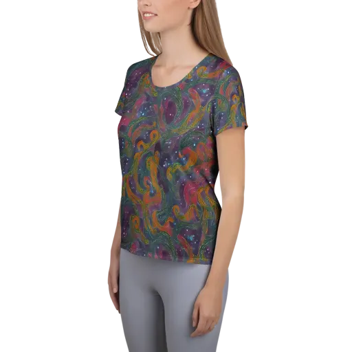 Violet Whirlpool on a Women's Athletic T-Shirt