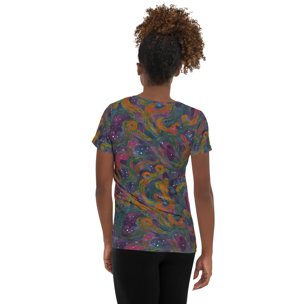 Violet Whirlpool on Women's Athletic T-Shirt — Back