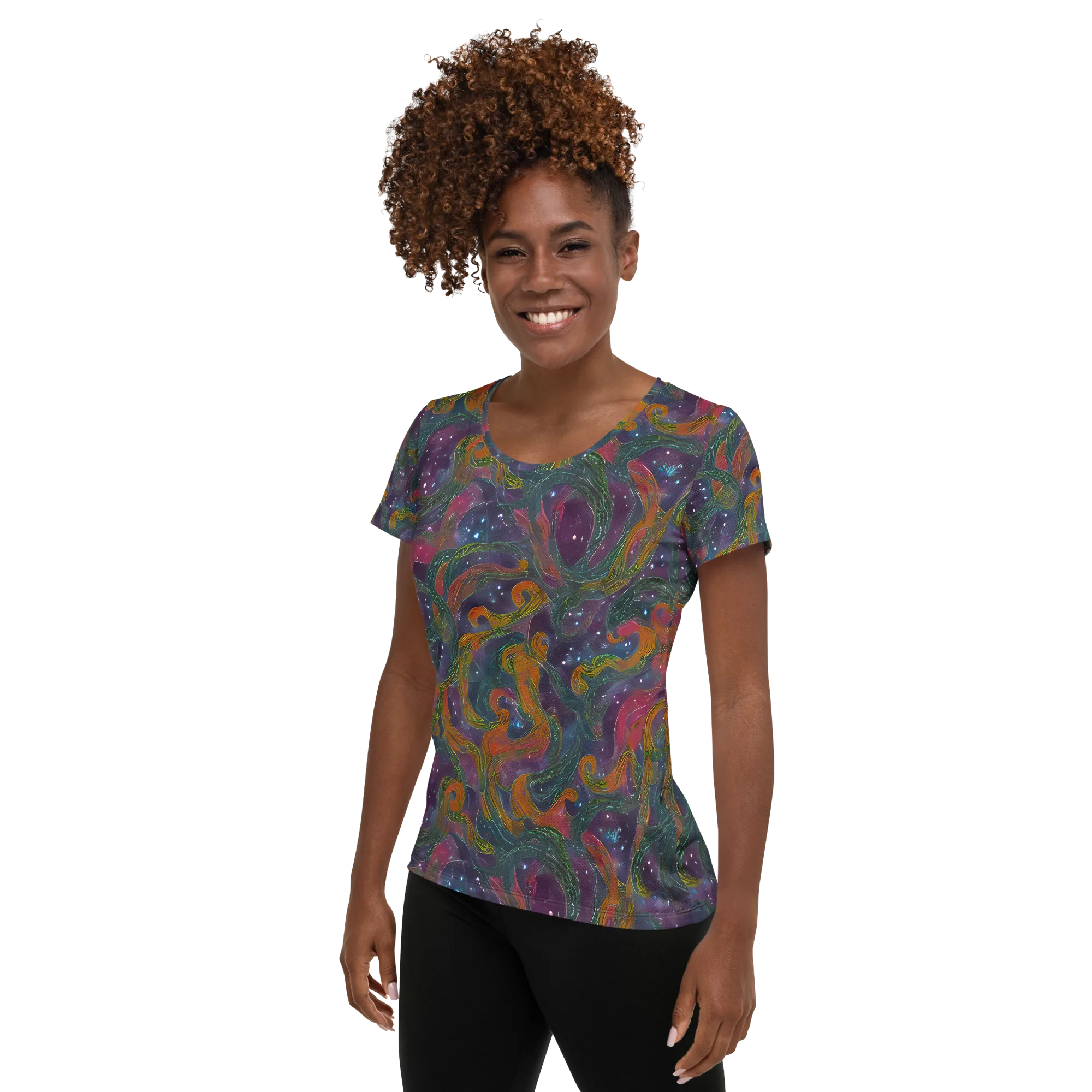 Violet Whirlpool on Women's Athletic T-Shirt — Left
