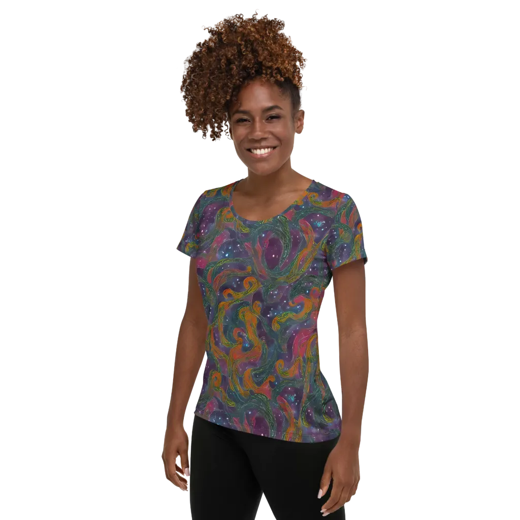 Violet Whirlpool on Women's Athletic T-Shirt — Left