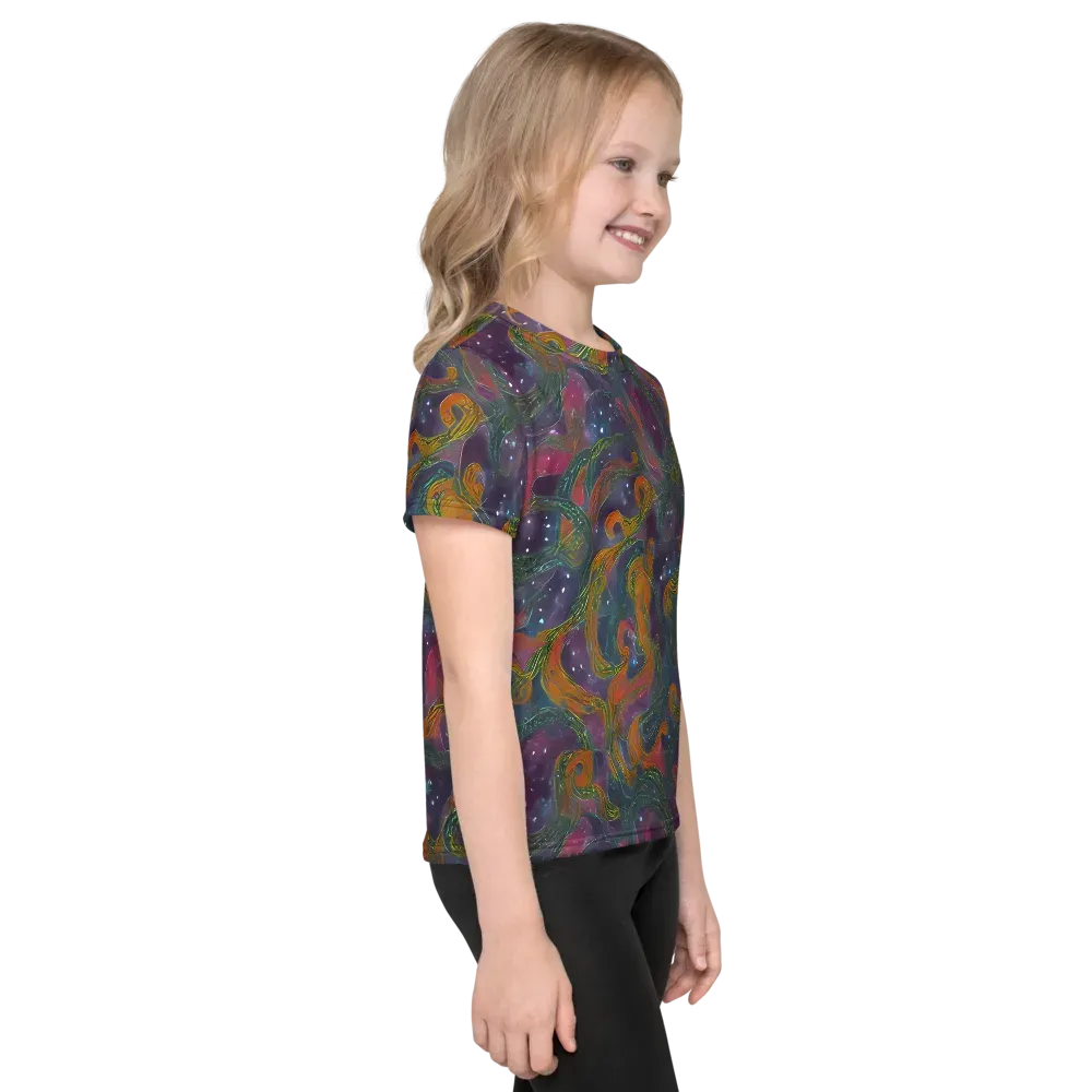 Violet Whirlpool on Kids Crew Neck T-Shirt — Right