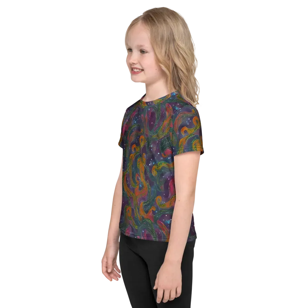 Violet Whirlpool on Kids Crew Neck T-Shirt — Left