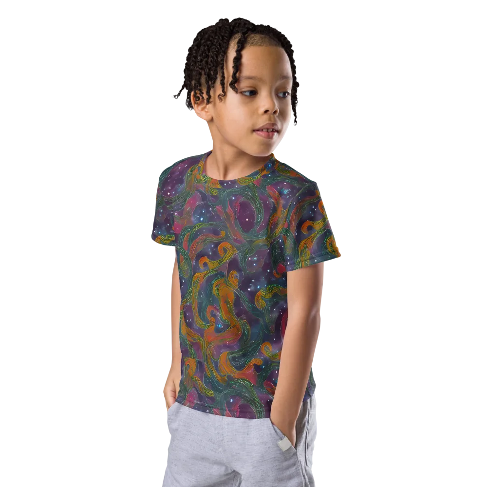 Violet Whirlpool on Kids Crew Neck T-Shirt — Left Front