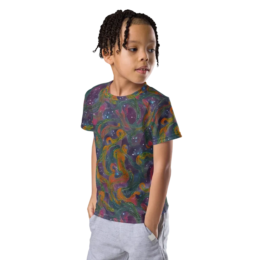 Violet Whirlpool on Kids Crew Neck T-Shirt — Left Front