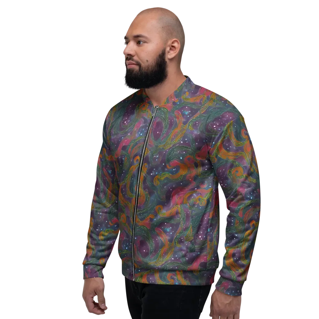 Violet Whirlpool on Bomber Jacket — Left