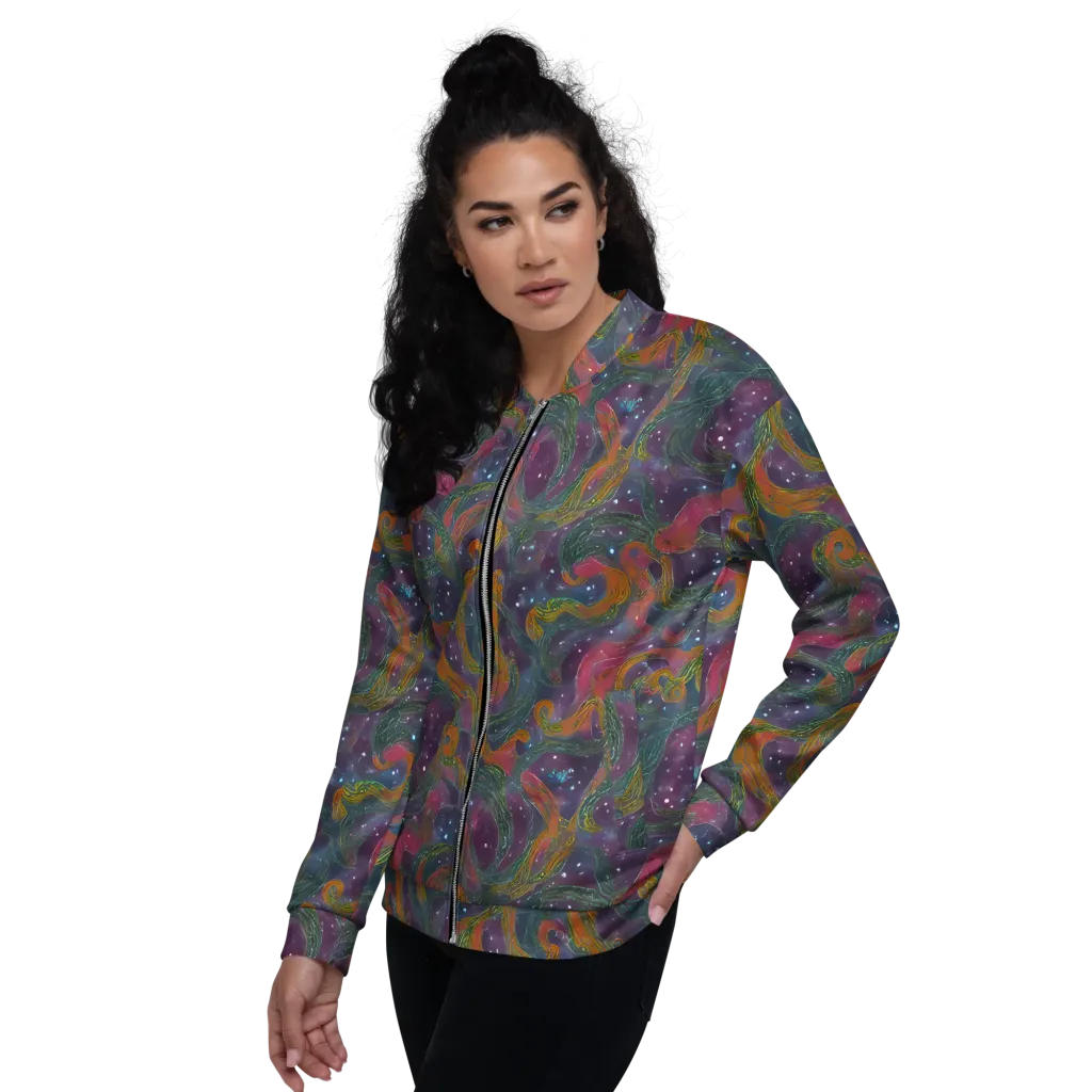 Violet Whirlpool on Bomber Jacket — Left