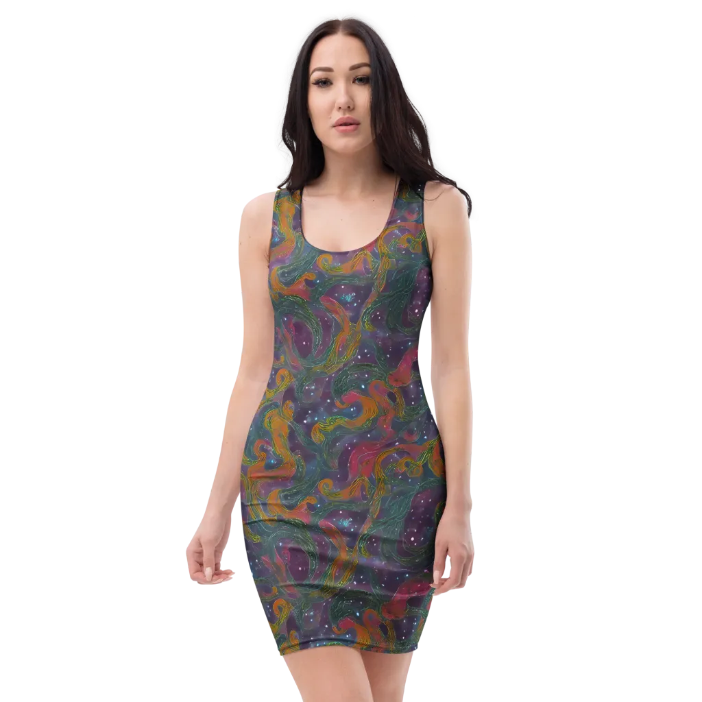 Violet Whirlpool on Bodycon Dress — Front