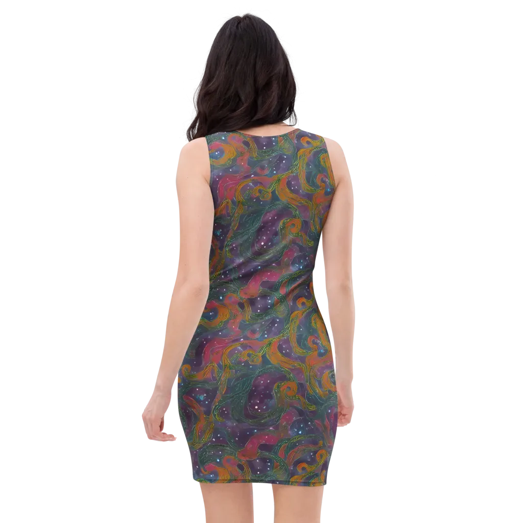 Violet Whirlpool on Bodycon Dress — Back