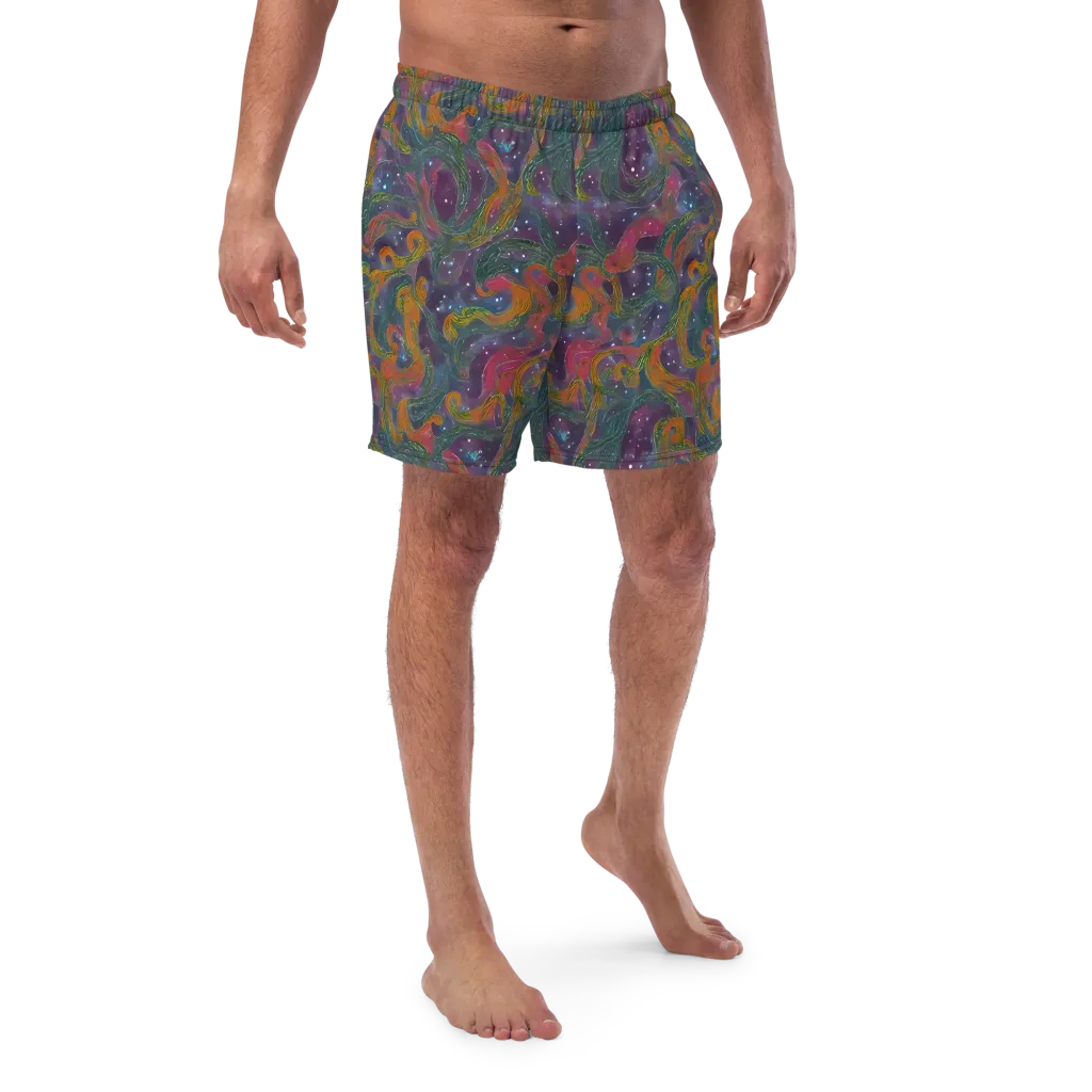 Violet Whirlpool on Swim Trunks — Front