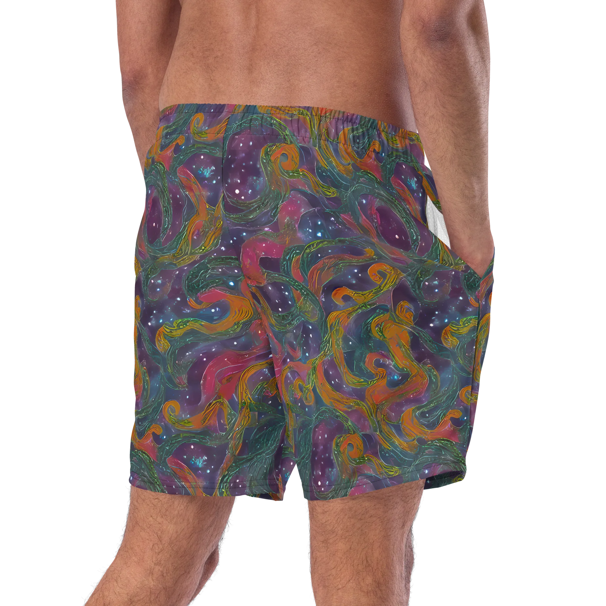 Violet Whirlpool on Swim Trunks — Right Back