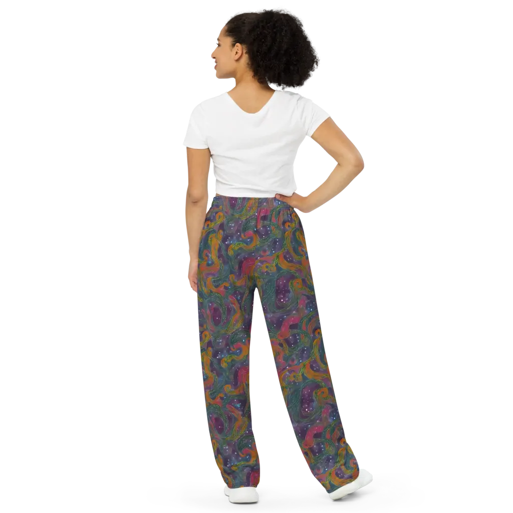 Violet Whirlpool on Wide-Leg Pants — Back