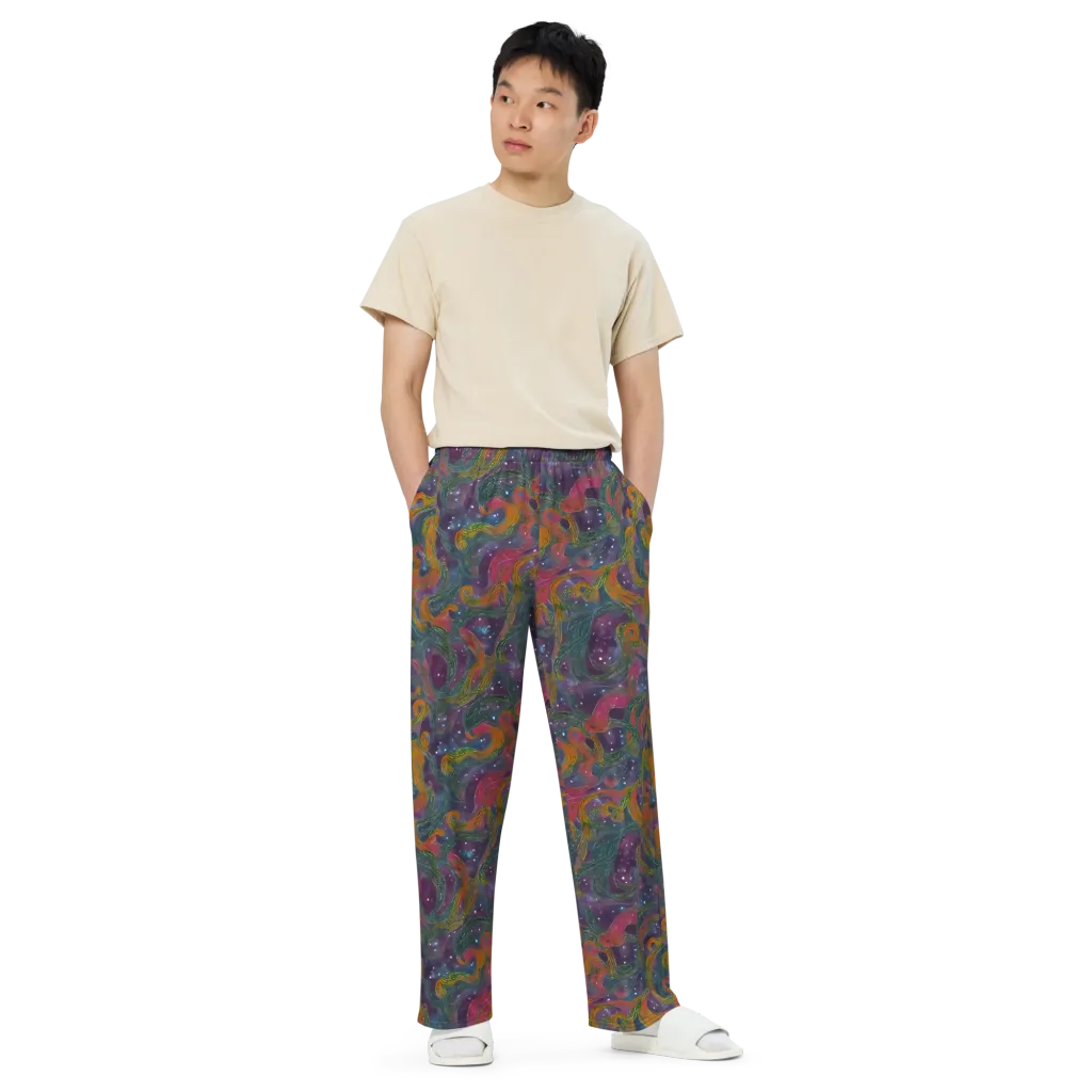Violet Whirlpool on Wide-Leg Pants — Front