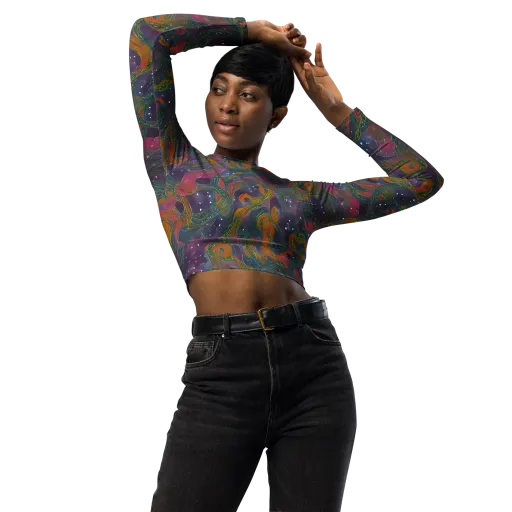 Violet Whirlpool on a Long Sleeve Crop Top