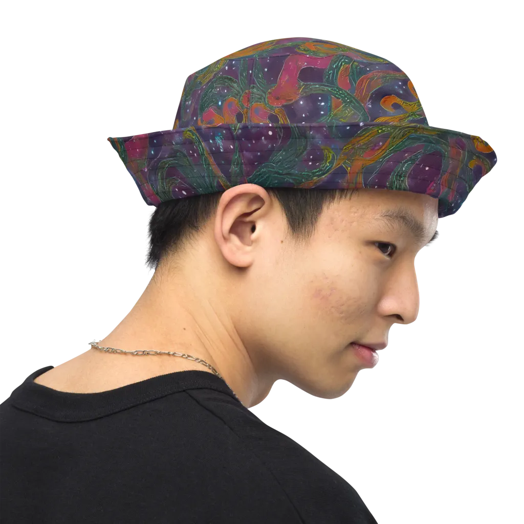 Violet Whirlpool on Reversible Bucket Hat — Right Outside