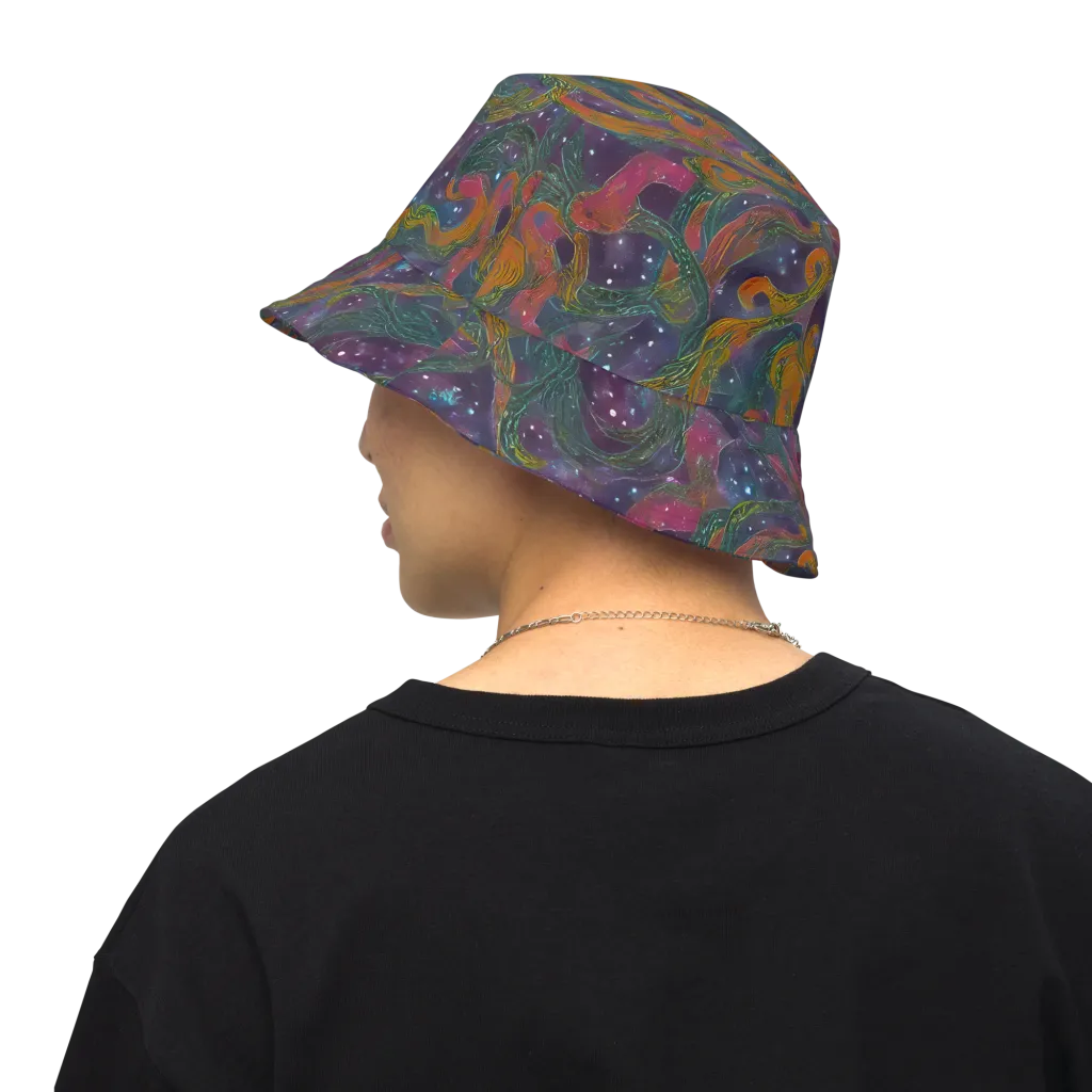 Violet Whirlpool on Reversible Bucket Hat — Back Inside