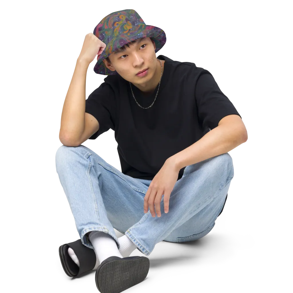 Violet Whirlpool on Reversible Bucket Hat — Front 2 Inside