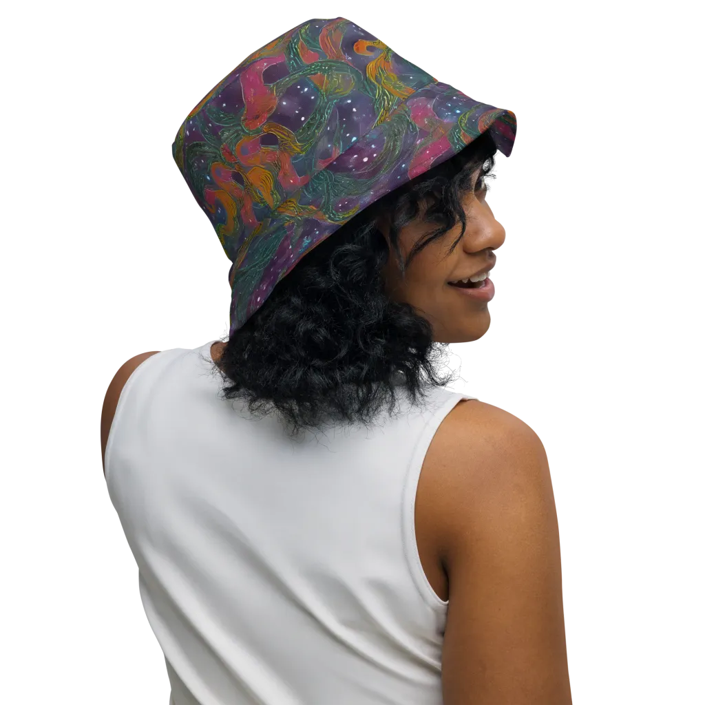 Violet Whirlpool on Reversible Bucket Hat — Right Outside