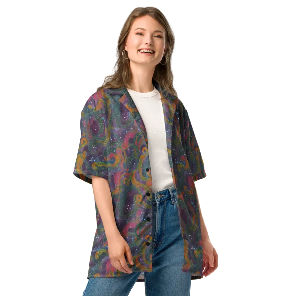 Violet Whirlpool on Button Shirt — Front