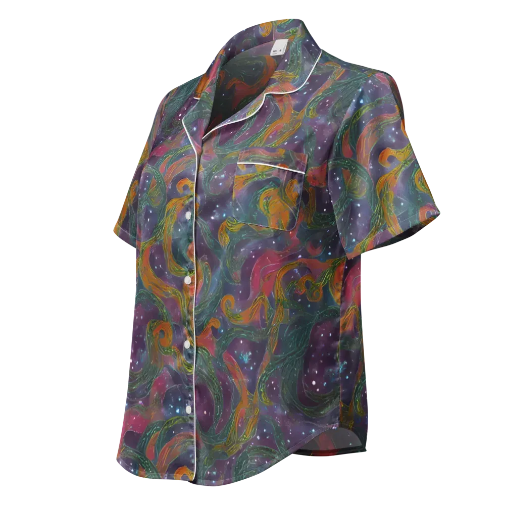 Violet Whirlpool on Women's Short Sleeve Pajama Top — Left Front