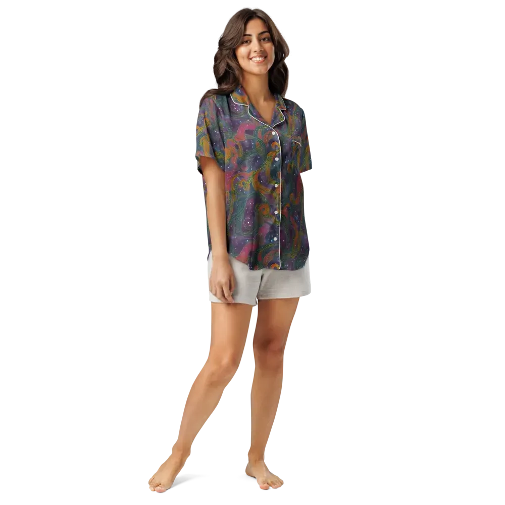 Violet Whirlpool on Women's Short Sleeve Pajama Top — Front