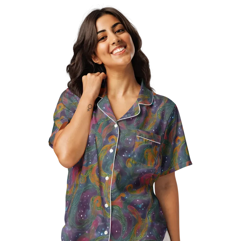 Violet Whirlpool on Women's Short Sleeve Pajama Top — Front