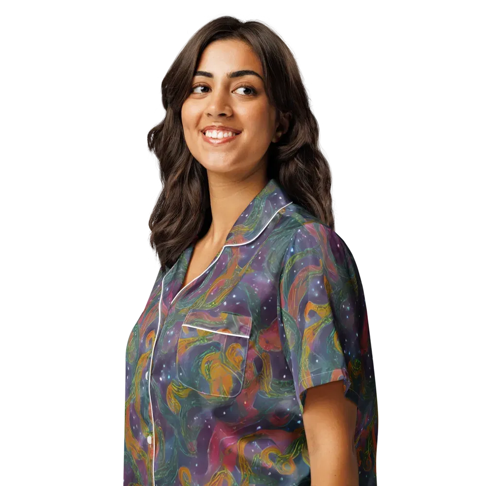 Violet Whirlpool on Women's Short Sleeve Pajama Top — Left Front