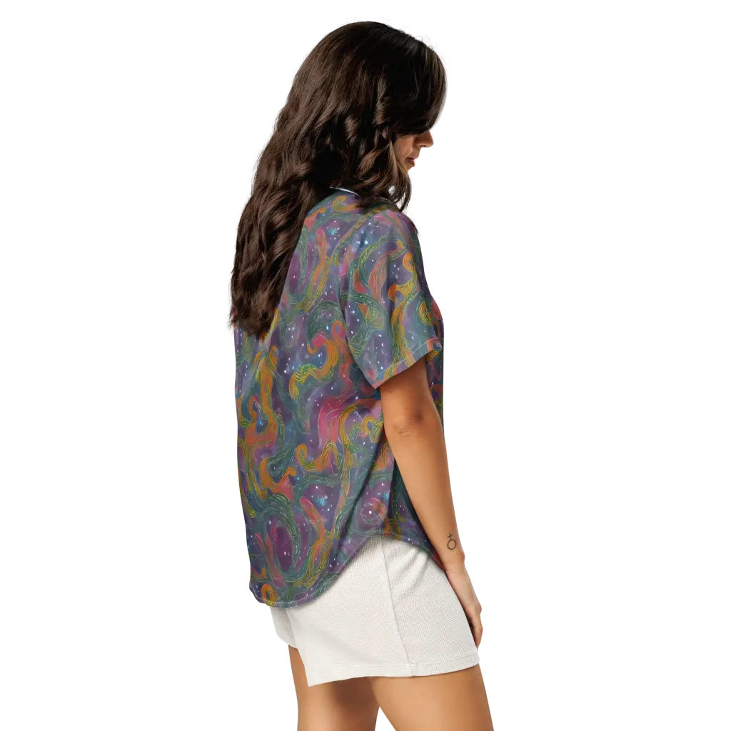 Violet Whirlpool on Women's Short Sleeve Pajama Top — Right Back
