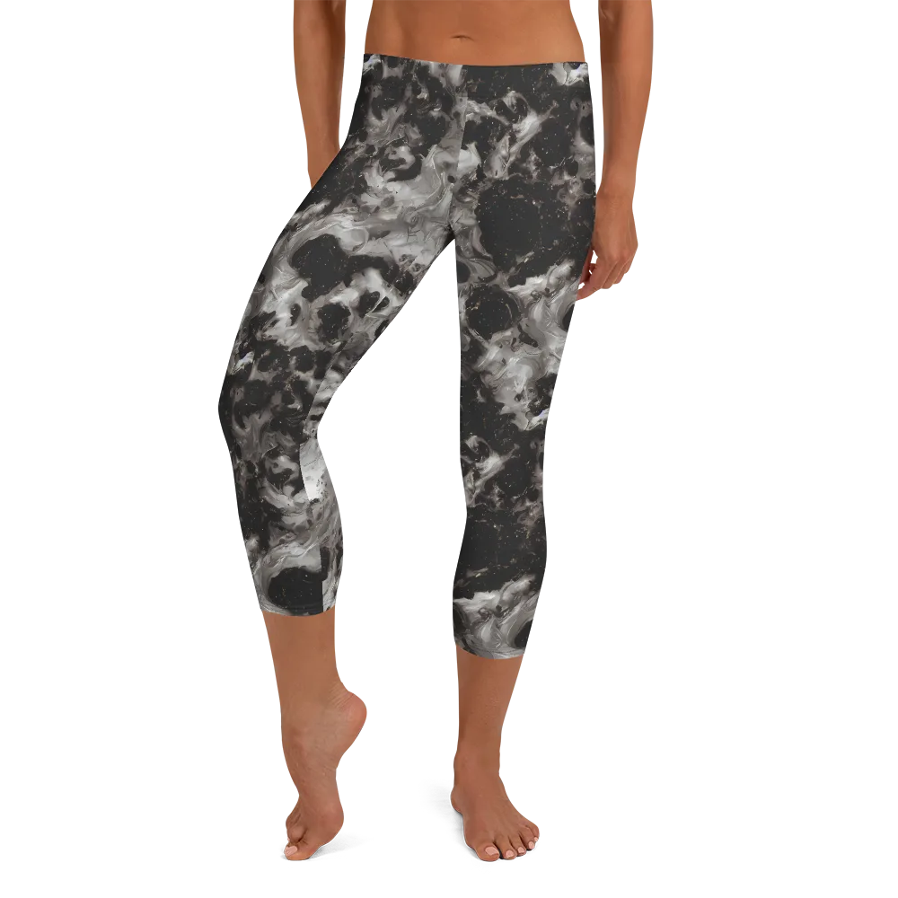 Obsidian Marble on Capri Leggings — Front