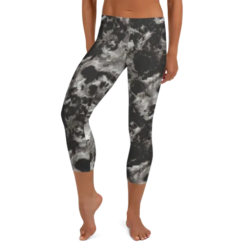 Obsidian Marble on a Capri Leggings