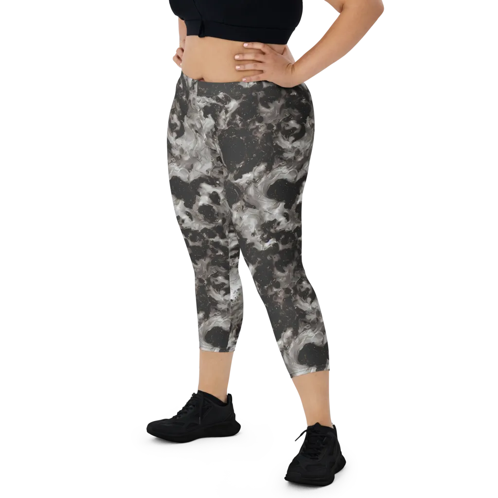 Obsidian Marble on Capri Leggings — Front