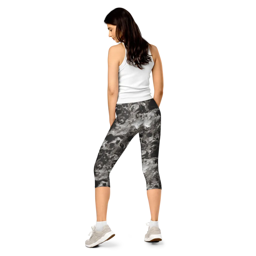 Obsidian Marble on Capri Leggings — Back