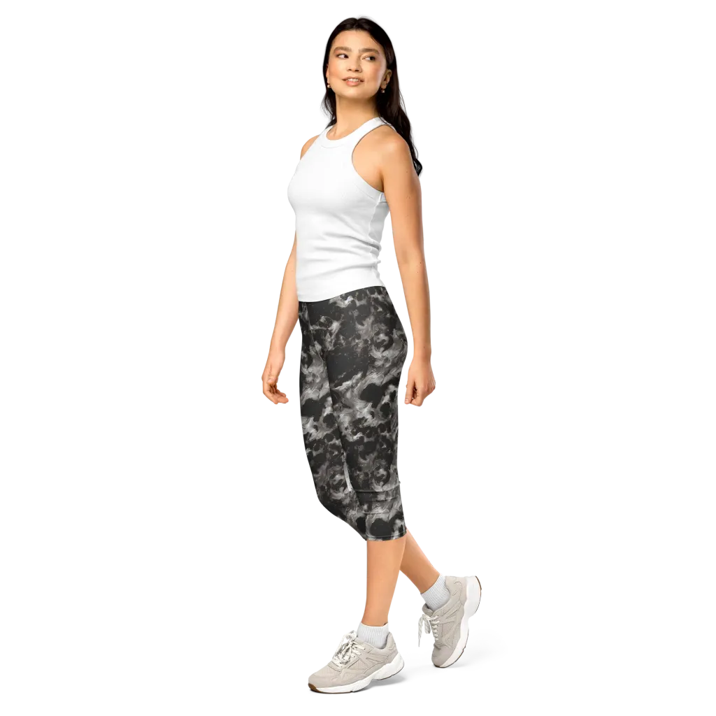 Obsidian Marble on Capri Leggings — Left Front