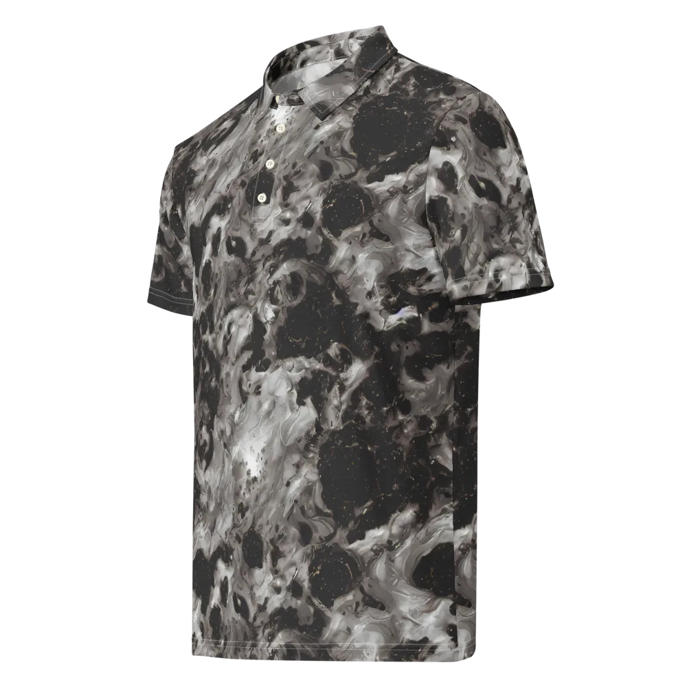 Obsidian Marble on Men's Slim Fit Polo Shirt — Left Front