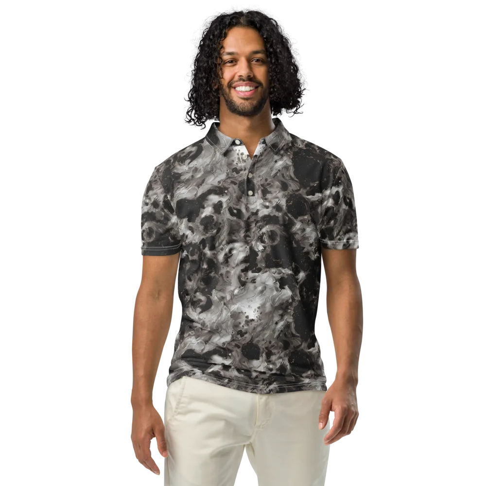 Obsidian Marble on Men's Slim Fit Polo Shirt — Front