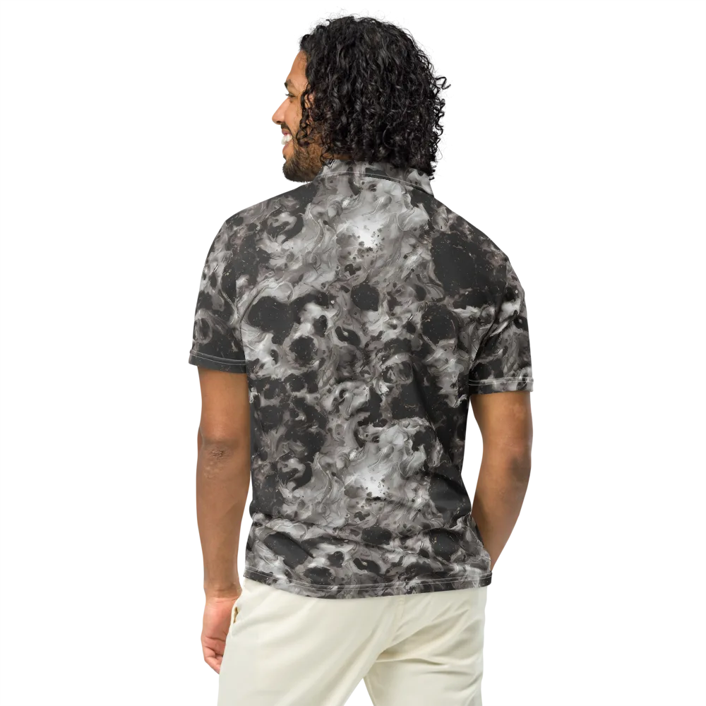 Obsidian Marble on Men's Slim Fit Polo Shirt — Back