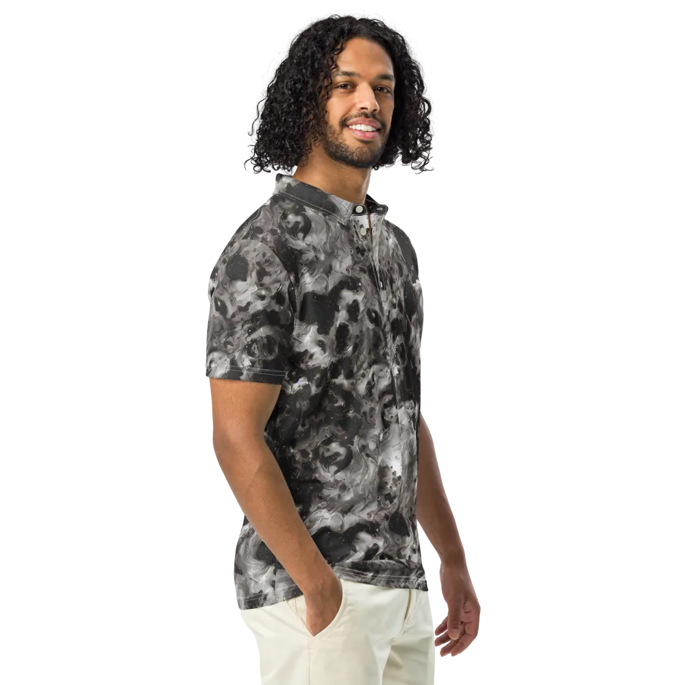 Obsidian Marble on Men's Slim Fit Polo Shirt — Right Front