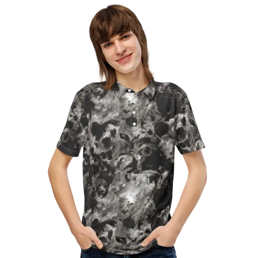 Obsidian Marble on a Men's Slim Fit Polo Shirt