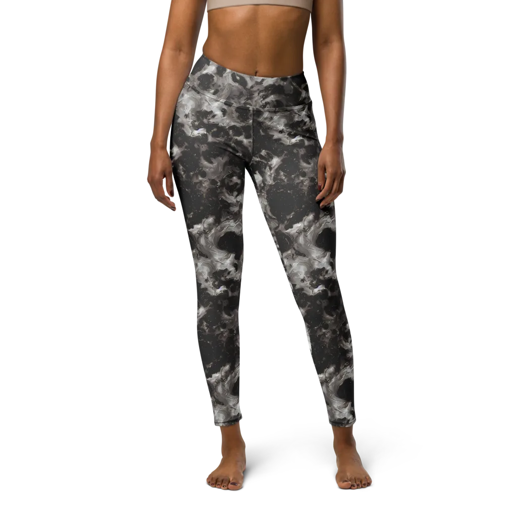 Obsidian Marble on Yoga Leggings — Front