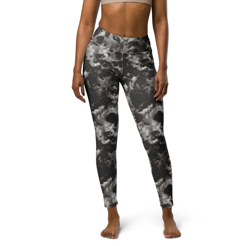 Obsidian Marble on Yoga Leggings — Front